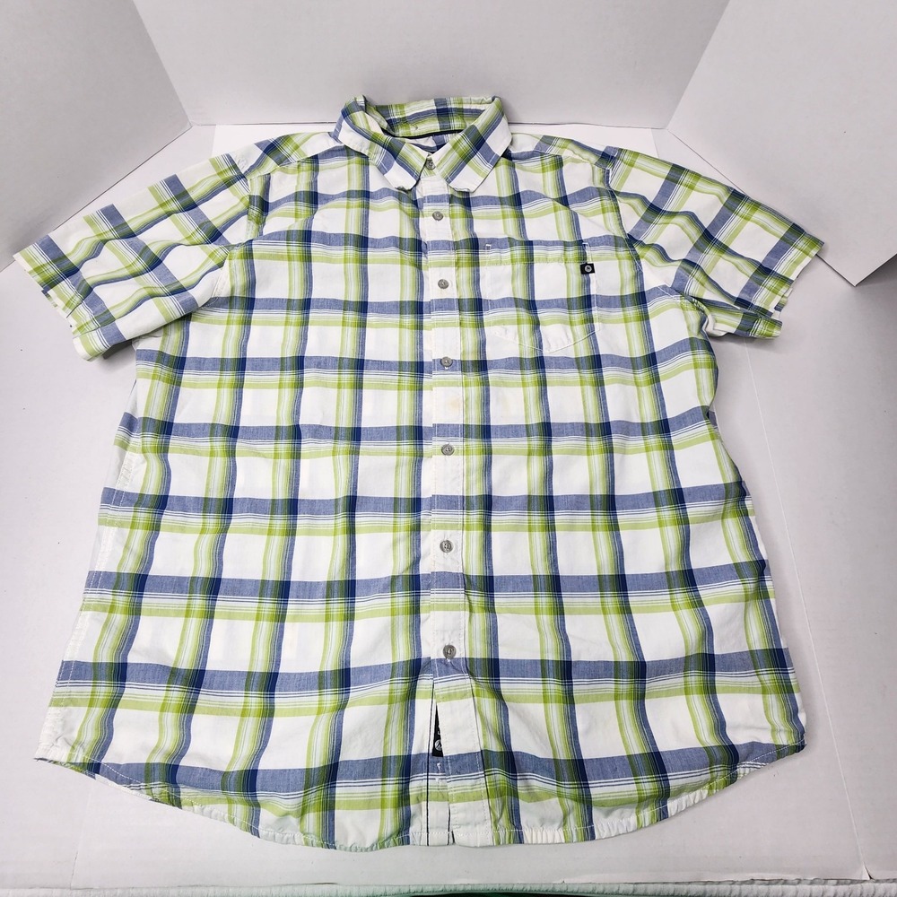Marmot Shirt Mens XL Button Up Short Sleeve Plaid Outdoor Hiking Vacation Light